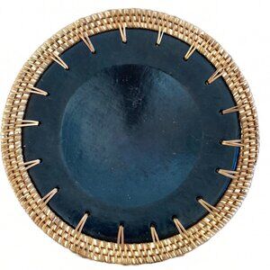 Earthenware Plate Bowl with Rattan Edges